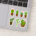 Cute Colorful Green Pink and Red Flowering Cactus Sticker