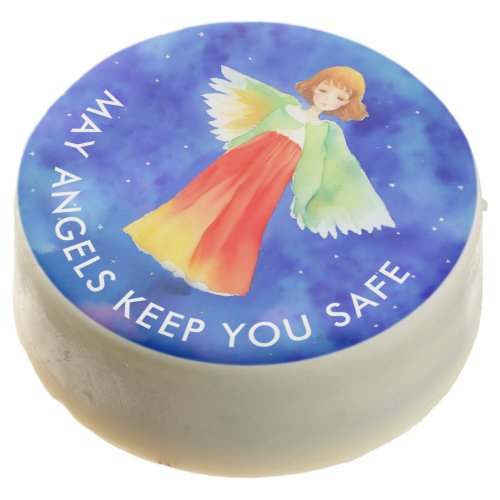 Cute Colorful Guardian Angel Watercolor  Chocolate Covered Oreo