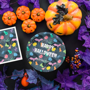 Cute colorful Halloween, customizable Paper Plates