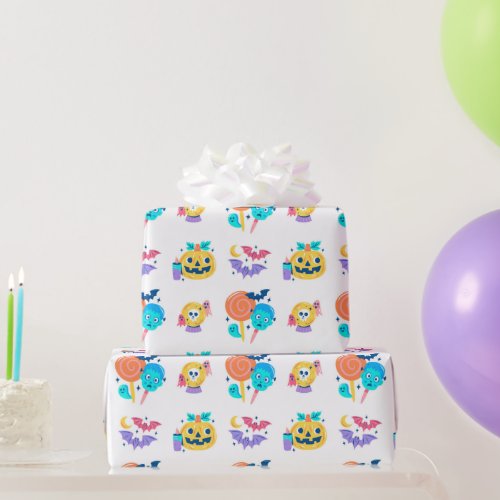 Cute Colorful Halloween Kids Party Gift Wrapping Paper