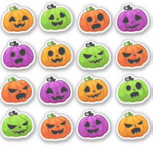 Cute colorful halloween pumpkins sticker