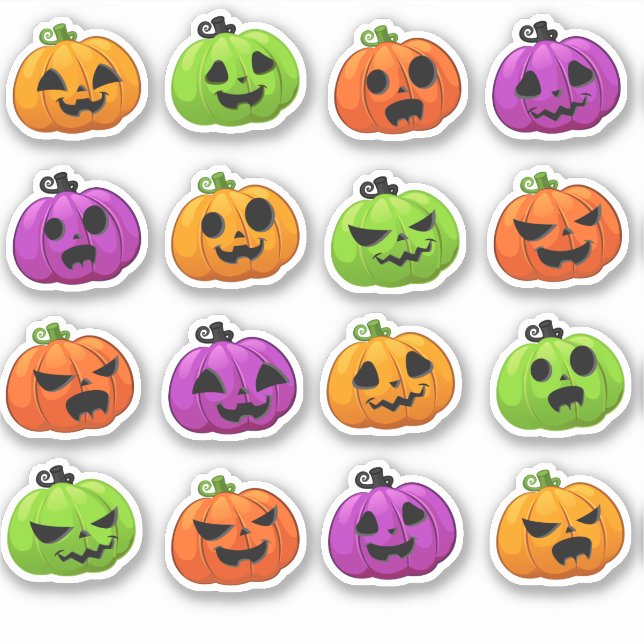 Cute colorful halloween pumpkins sticker (Front)