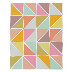 Cute Colorful Hand Drawn Geometric Pattern Faux Canvas Print