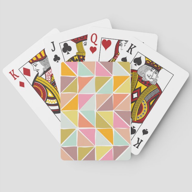 Cute Colorful Hand Drawn Geometric Pattern Poker Cards (Back)