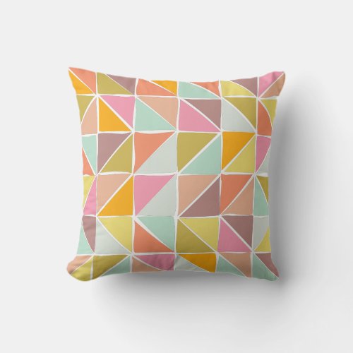 Cute Colorful Hand Drawn Geometric Pattern Throw Pillow