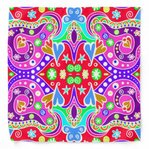 Cute colorful hand drawn pattern classic round sti bandana