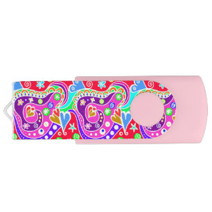 Cute colorful hand drawn pattern envelope flash drive