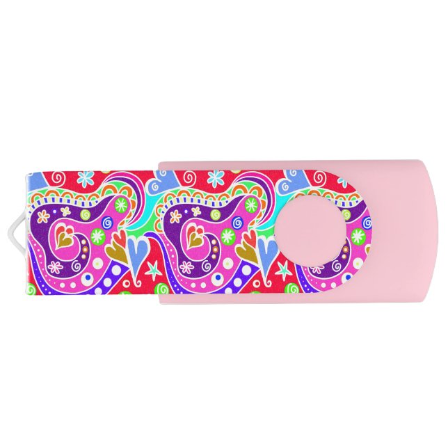 Cute colorful hand drawn pattern envelope flash drive (Back)