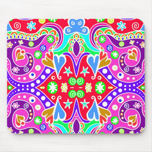 Cute colorful hand drawn pattern envelope mouse pad (Front)