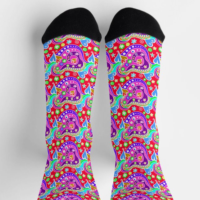 Cute colorful hand drawn pattern envelope socks (Top)