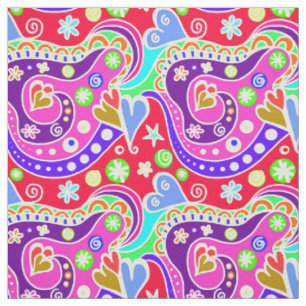 Cute colorful hand drawn pattern fabric