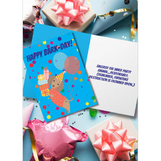 Cute Colorful Happy Bark-day Dachshund Card