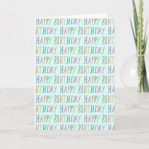 Cute Colorful Happy Birthday Handlettered Text  Card