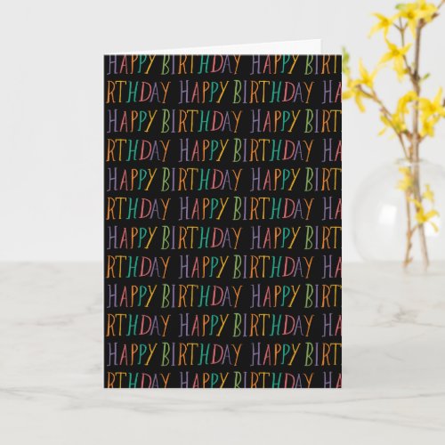 Cute Colorful Happy Birthday Handlettered Text  Card