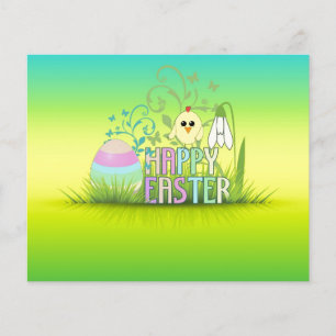 Cute Colorful Happy Easter Egg, Chick and Snowdrop Flyer