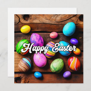 Cute Colorful Happy Easter Eggs Card