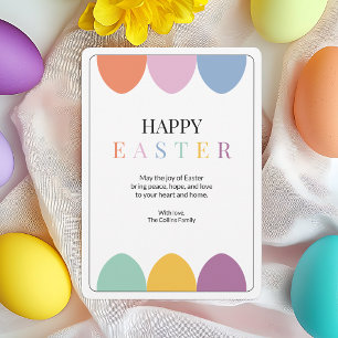 Cute Colorful Happy Easter Eggs Modern Kids Simple Holiday Card