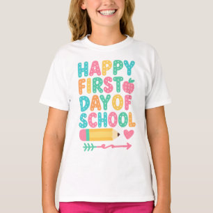 Cute Colorful Happy First Day of School T-Shirt