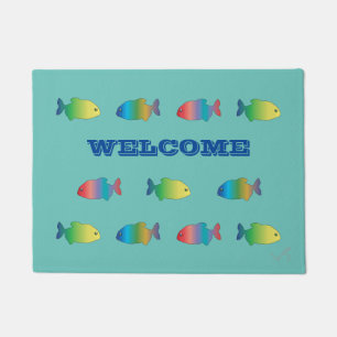Cute Colorful Happy Fish Pattern Doormat