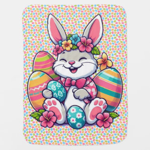 Cute, & colorful Hawaiian/tropical Easter bunny Baby Blanket