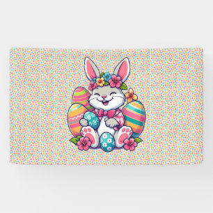 Cute,  & colorful Hawaiian/tropical Easter bunny Banner