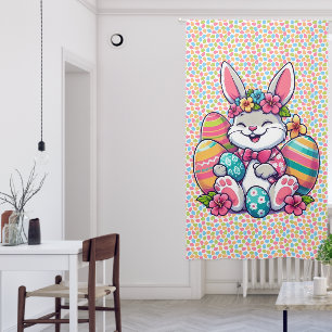 Cute, & colorful Hawaiian/tropical Easter bunny Blackout Curtains