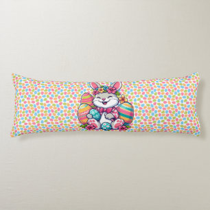 Cute, & colorful Hawaiian/tropical Easter bunny Body Pillow