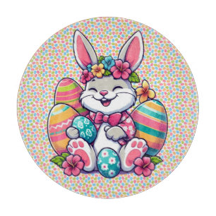 Cute,  & colorful Hawaiian/tropical Easter bunny Cutting Board