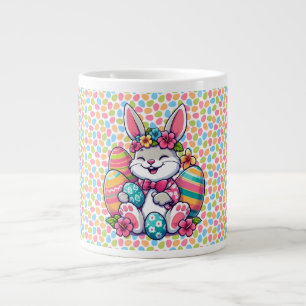 Cute,  & colorful Hawaiian/tropical Easter bunny Giant Coffee Mug