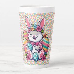 Cute, & colorful Hawaiian/tropical Easter bunny Latte Mug