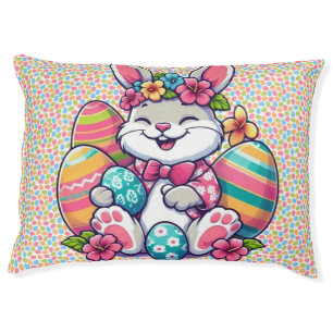 Cute, & colorful Hawaiian/tropical Easter bunny Pet Bed