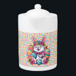Cute, & colorful Hawaiian/tropical Easter bunny Teapot<br><div class="desc">hoppy spring</div>