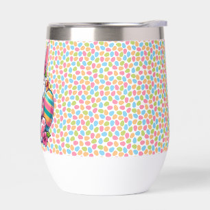 Cute, & colorful Hawaiian/tropical Easter bunny Thermal Wine Tumbler