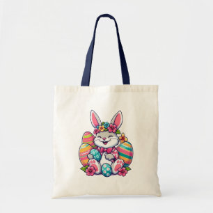 Cute,  & colorful Hawaiian/tropical Easter bunny Tote Bag