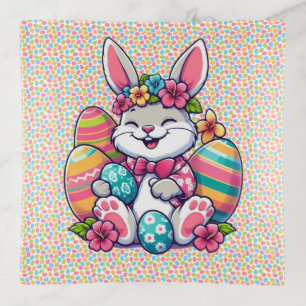 Cute, & colorful Hawaiian/tropical Easter bunny Trinket Tray