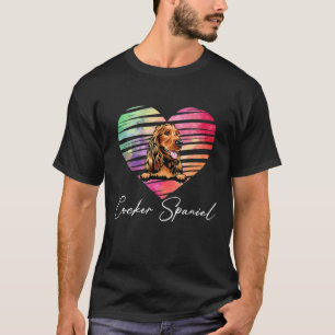 Cute Colorful Heart Cocker Spaniel Dog T-Shirt