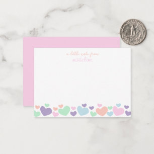 Cute Colorful Heart Girly Script Stationary Note Card