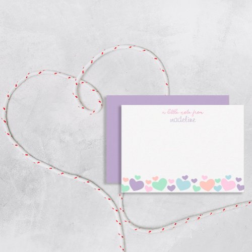 Cute Colorful Heart Girly Script Stationary Note Card