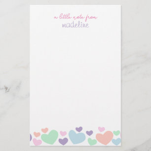 Cute Colorful Heart Girly Script Stationery