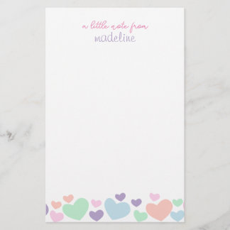 Cute Colorful Heart Girly Script Stationery