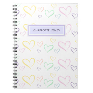 Cute Colorful Heart Kids Name Purple Notebook