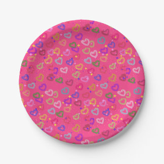 Cute Colorful Heart Paper Plates
