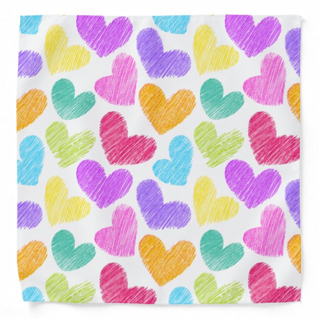 Cute Colorful Heart Pastel Valentine Love Pattern  Bandana (Front)