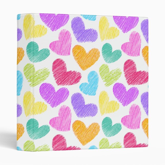 Cute Colorful Heart Pastel Valentine Love Pattern  Binder (Front/Spine)