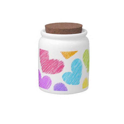 Cute Colorful Heart Pastel Valentine Love Pattern  Candy Jar