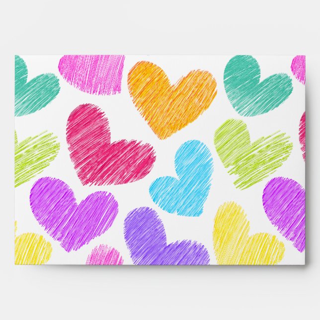 Cute Colorful Heart Pastel Valentine Love Pattern  Envelope (Front)