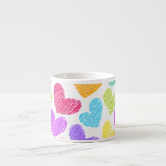 Cute Colorful Heart Pastel Valentine Love Pattern  Espresso Cup (Front)