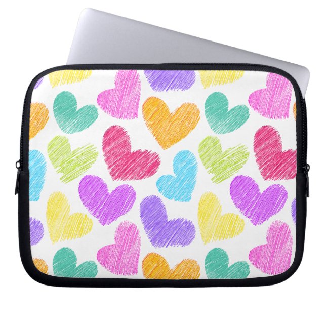 Cute Colorful Heart Pastel Valentine Love Pattern  Laptop Sleeve (Front)