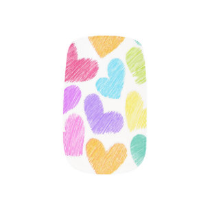 Cute Colorful Heart Pastel Valentine Love Pattern Minx Nail Art