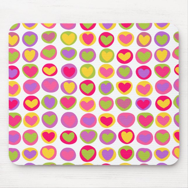 Cute Colorful Heart Pastel Valentine Love Pattern  Mouse Pad (Front)